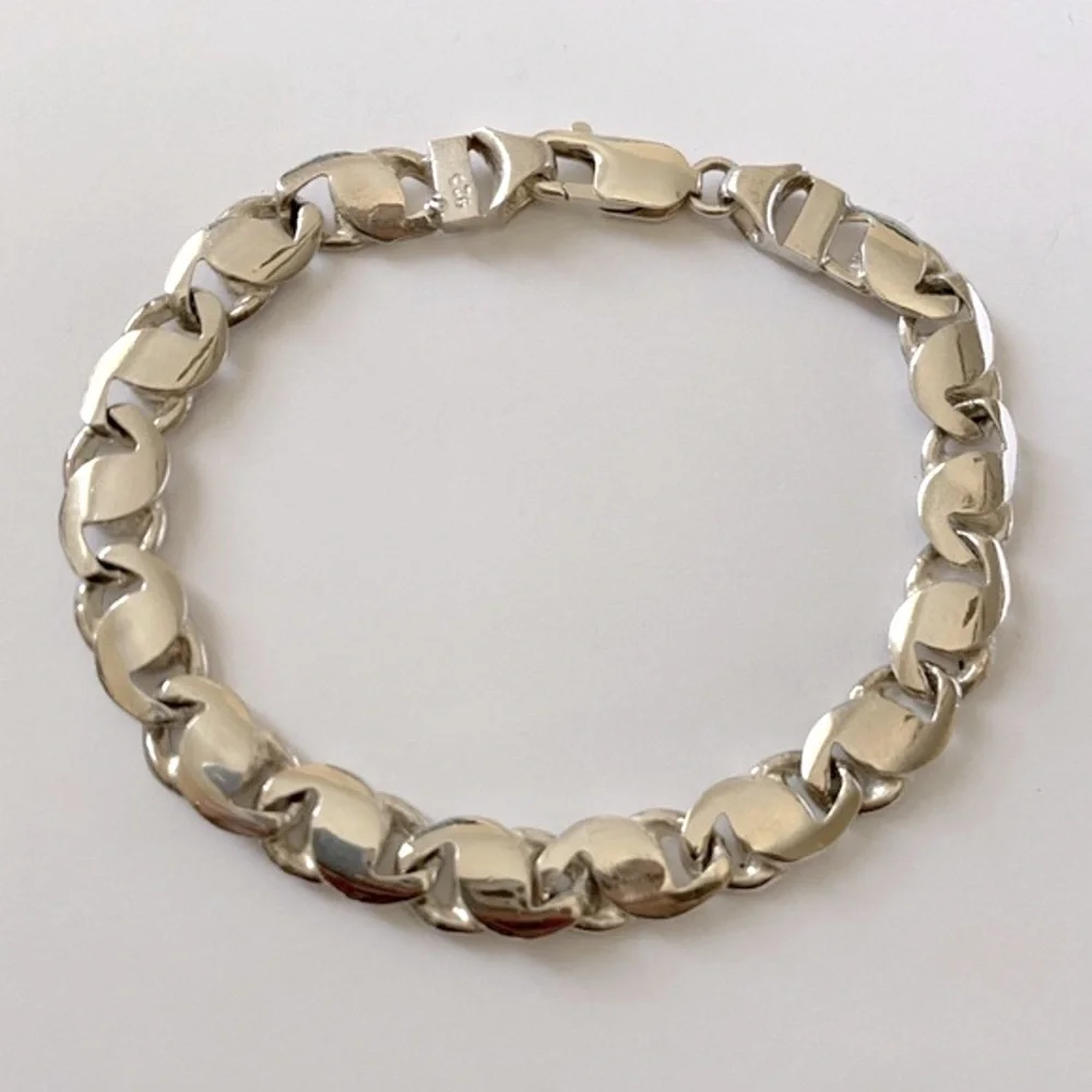925 Silver 8.5” 8mm bracelet handmade link chain